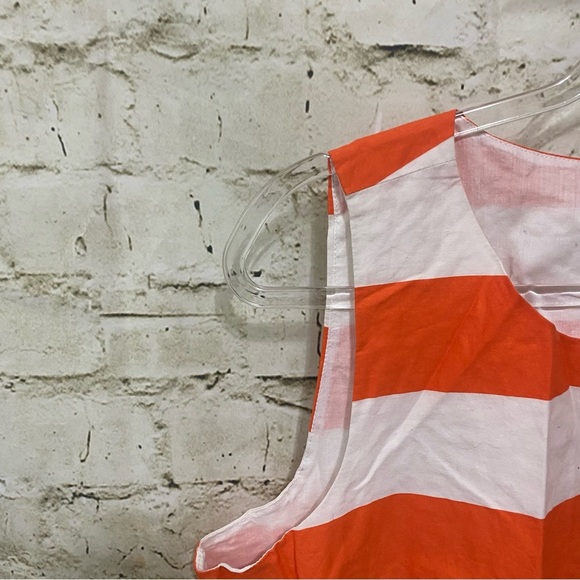 Crown & Ivy Orange White Striped Cotton Sleeveless Peplum Top - Picture 2 of 6